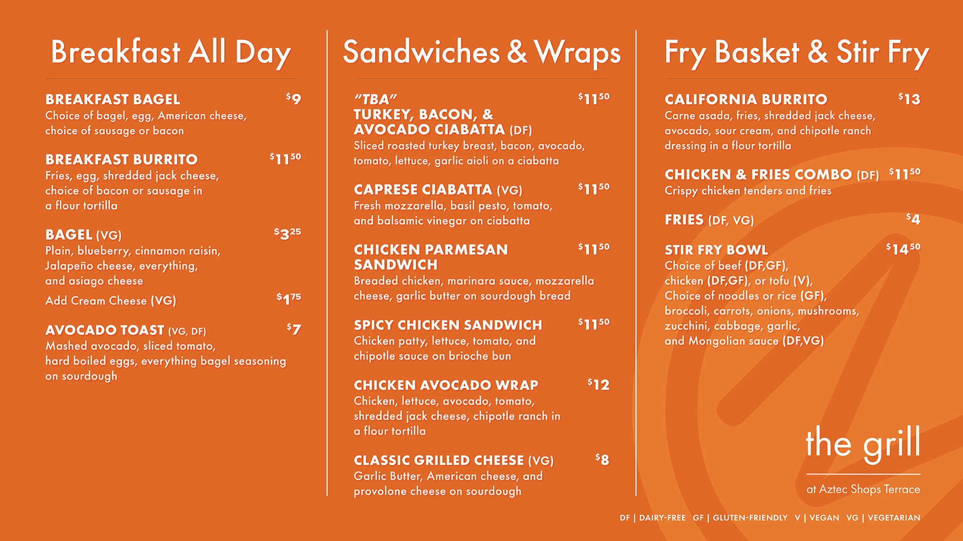 Terrace Grill Menu